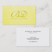 Monogram Fancy Manuscript Gele Textuur Visitekaartje (Voorkant / Achterkant)