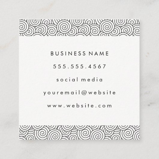 Monogram Fancy Patroon Vierkante Visitekaartje (Achterkant)