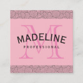 Monogram Fancy Patroon Vierkante Visitekaartje (Voorkant)