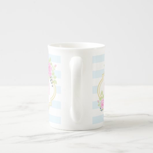 Monogram Fancy Roses Blueberry Bone China Mok (Achterkant)