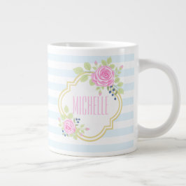 Monogram Fancy Roses Blueberry Jumbo Mok