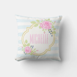 Monogram Fancy Roses Blueberry Sierkussen