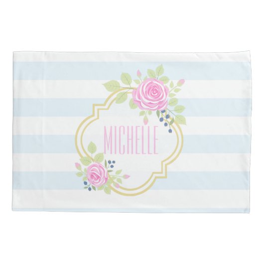 Monogram Fancy roze roze rozenKussensloop, standaa Kussensloop (Achterkant)