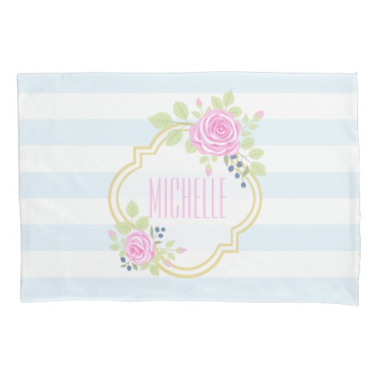 Monogram Fancy roze roze rozenKussensloop, standaa Kussensloop (Voorkant)