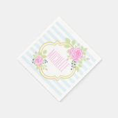 Monogram Fancy Rozen Blauwbes Papier servetten (Hoek)