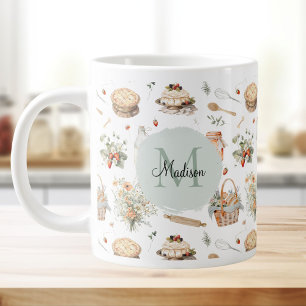 Monogram Fantasie Bloemige Aardbei Landelijk Grote Koffiekop