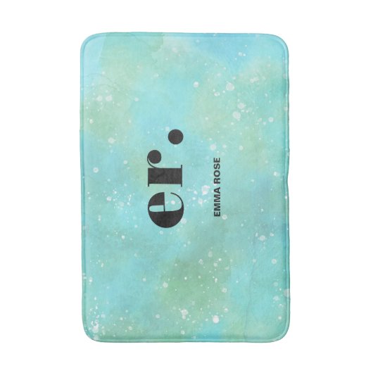 Monogram fantasie waterverf Stijlvol Modern Minima Badmat (Voorkant Verticaal)