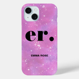 Monogram fantasie waterverf Stijlvol Modern Minima iPhone 15 Case