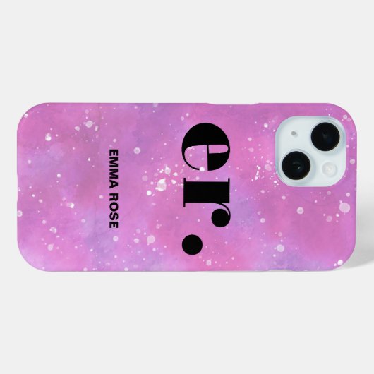 Monogram fantasie waterverf Stijlvol Modern Minima Case-Mate iPhone Case (Achterkant (horizontaal))