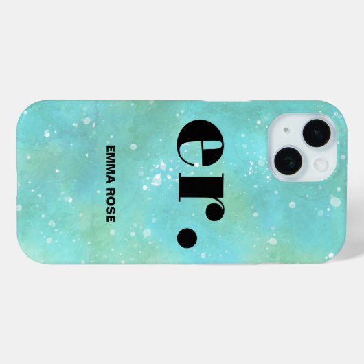 Monogram fantasie waterverf Stijlvol Modern Minima Case-Mate iPhone Case (Achterkant (horizontaal))