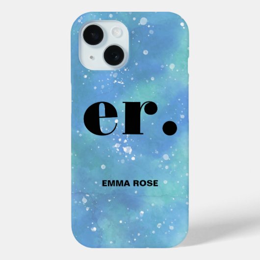 Monogram fantasie waterverf Stijlvol Modern Minima Case-Mate iPhone Case (Achterkant)