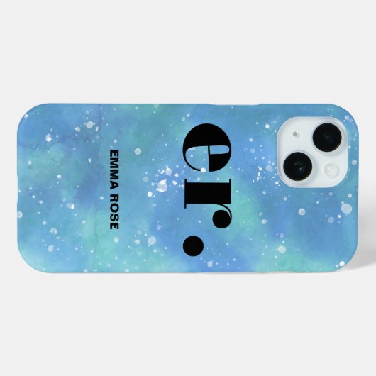 Monogram fantasie waterverf Stijlvol Modern Minima Case-Mate iPhone Case (Achterkant (horizontaal))