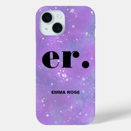 Monogram fantasie waterverf Stijlvol Modern Minima Case-Mate iPhone Case (Achterkant)