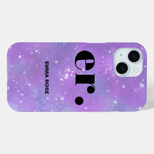 Monogram fantasie waterverf Stijlvol Modern Minima Case-Mate iPhone Case (Achterkant (horizontaal))