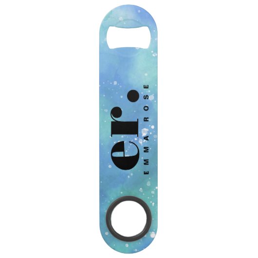 Monogram fantasie waterverf Stijlvol Modern Minima Speed Flessenopener (Voorkant)