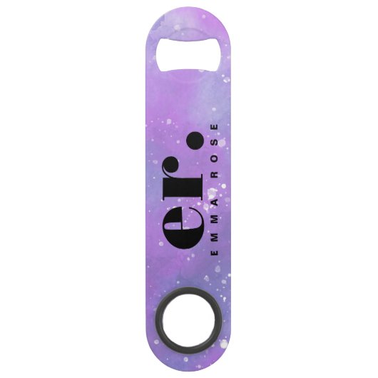 Monogram fantasie waterverf Stijlvol Modern Minima Speed Flessenopener (Voorkant)