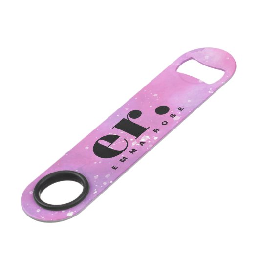 Monogram fantasie waterverf Stijlvol Modern Minima Speed Flessenopener (Voorkant Gekanteld)