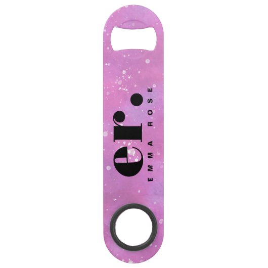 Monogram fantasie waterverf Stijlvol Modern Minima Speed Flessenopener (Achterkant)