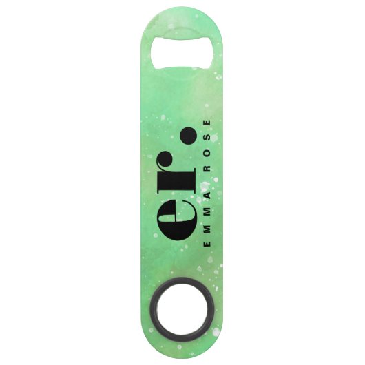 Monogram fantasie waterverf Stijlvol Modern Minima Speed Flessenopener (Voorkant)