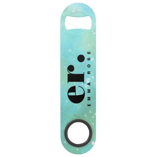 Monogram fantasie waterverf Stijlvol Modern Minima Speed Flessenopener (Voorkant)