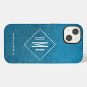 Monogram Faux Blue Leather iPhone Hoesje (Achterkant horizontaal)