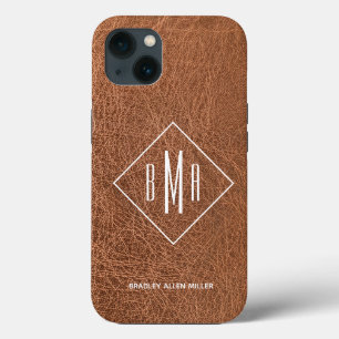 Monogram Faux Brown Leather Case-Mate iPhone Case