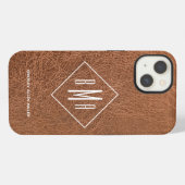 Monogram Faux Brown Leather iPhone Hoesje (Achterkant horizontaal)