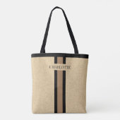 Monogram Faux Burlap Jute Tote Bag (Achterkant)