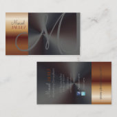 MONOGRAM FAUX COPPER/BRUSHED STEEL VISITEKAARTJE (Voorkant / Achterkant)