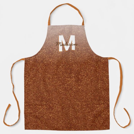 Monogram Faux Copper Glitter Elegant Chic Schort (Voorkant)