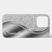 Monogram Faux Diamond Silver Bling Case-Mate iPhone Case (Achterkant (horizontaal))