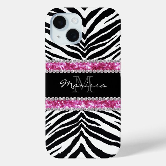 Monogram Faux Glitter Bling Strass Meisjes Case-Mate iPhone Case (Achterkant)