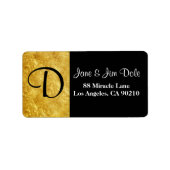 Monogram Faux Gold & Black Retouradreslabel Etiket (Voorkant)