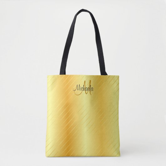 Monogram Faux Gold Elegant Moderne Sjabloon Tote Bag (Voorkant)
