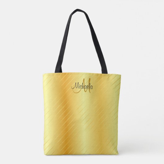 Monogram Faux Gold Elegant Moderne Sjabloon Tote Bag (Achterkant)