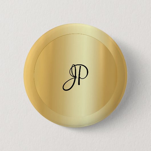 Monogram Faux Gold Elegant voeg Jouw tekst naam to Ronde Button 5,7 Cm (Voorkant)