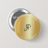 Monogram Faux Gold Elegant voeg Jouw tekst naam to Ronde Button 5,7 Cm (Voorkant /achterkant)