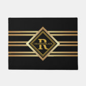 Monogram Faux Gold Geometric BLACK Deurmat (Voorkant)