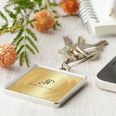 Monogram Faux Gold Jouw naam Elegant Sjabloon Sleutelhanger (Zijkant)