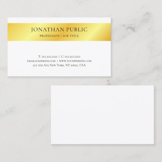 Monogram Faux Gold Metallic look Modern Elegant Visitekaartje (Voorkant / Achterkant)