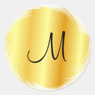 Monogram Faux Gold Modern Elegant Sjabloon Ronde Sticker