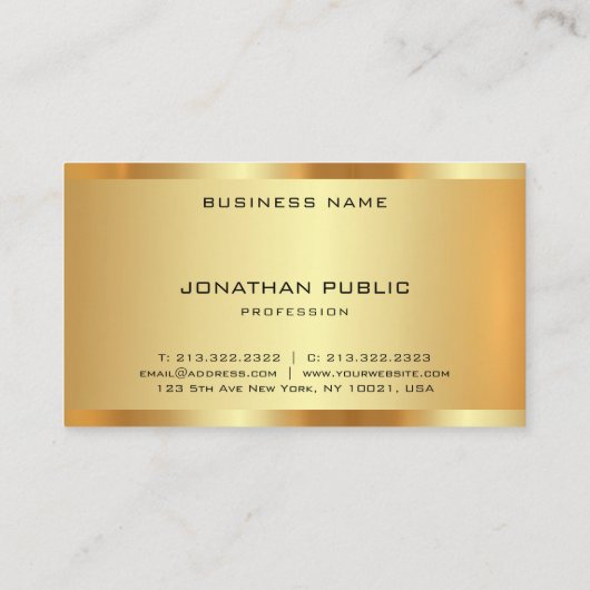 Monogram Faux Gold Modern Professional Luxe Visitekaartje (Achterkant)