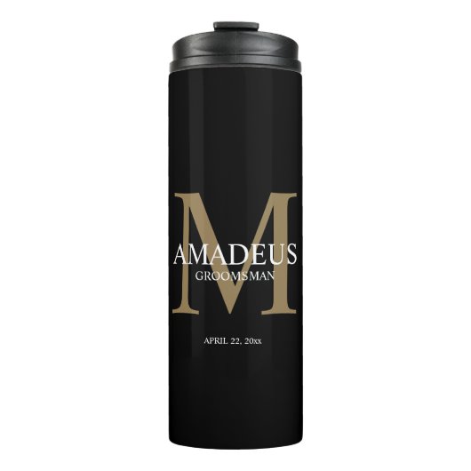 Monogram Faux Gold Named thermal tumbler Thermosbeker (Voorkant)