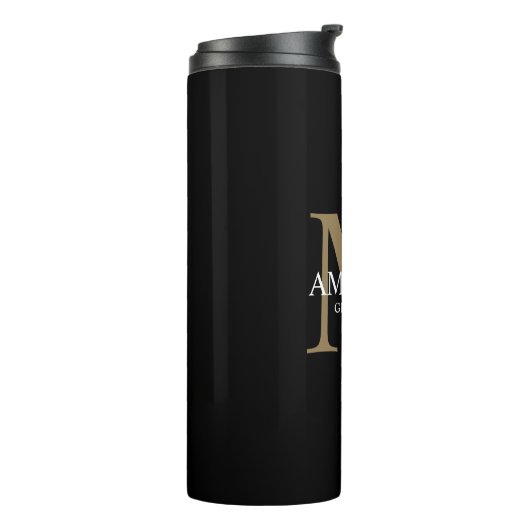 Monogram Faux Gold Named thermal tumbler Thermosbeker (Gedraaid links)