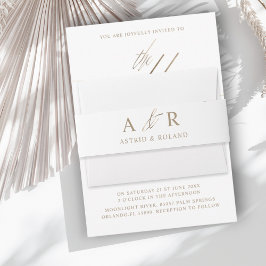 Monogram Faux Gold Typography Trouwen Uitnodigingen Wikkel