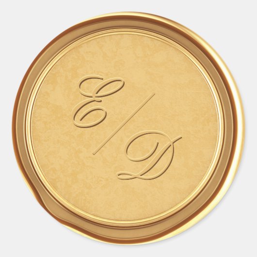Monogram Faux Gold Wax Envelope Sticker (Voorkant)