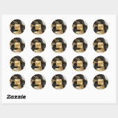 Monogram Faux Gold, Zwart Wit Marmered Wedding Ronde Sticker (Vel)