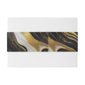 Monogram Faux Gold, Zwart Wit Marmered Wedding Uitnodigingen Wikkel (Achterkant Voorbeeld)