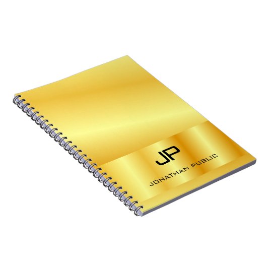 Monogram Faux Goud Aangepaste Elegante Sjabloon Notitieboek (Rechterzijde)