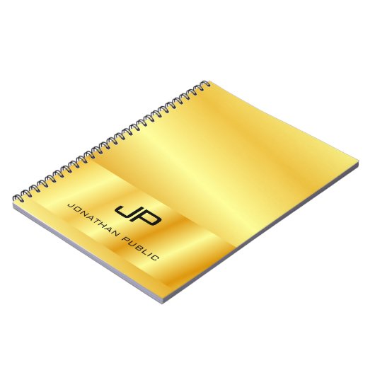 Monogram Faux Goud Aangepaste Elegante Sjabloon Notitieboek (Linkerzijde)